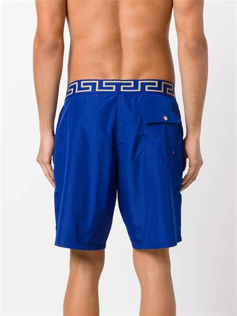 versace men swimming trunks blue with medusa|versace swim trunks for men.